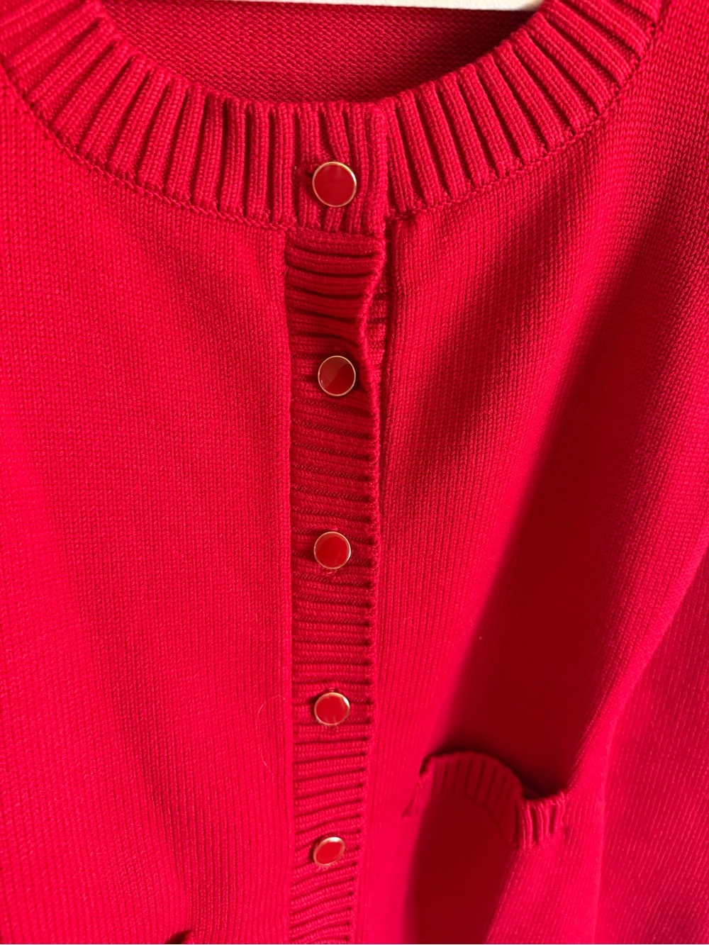 Posse Sabrina Long Sleeve Cardigan in Ruby Red Size Small Knit Sweater Chic - Picture 5 of 8